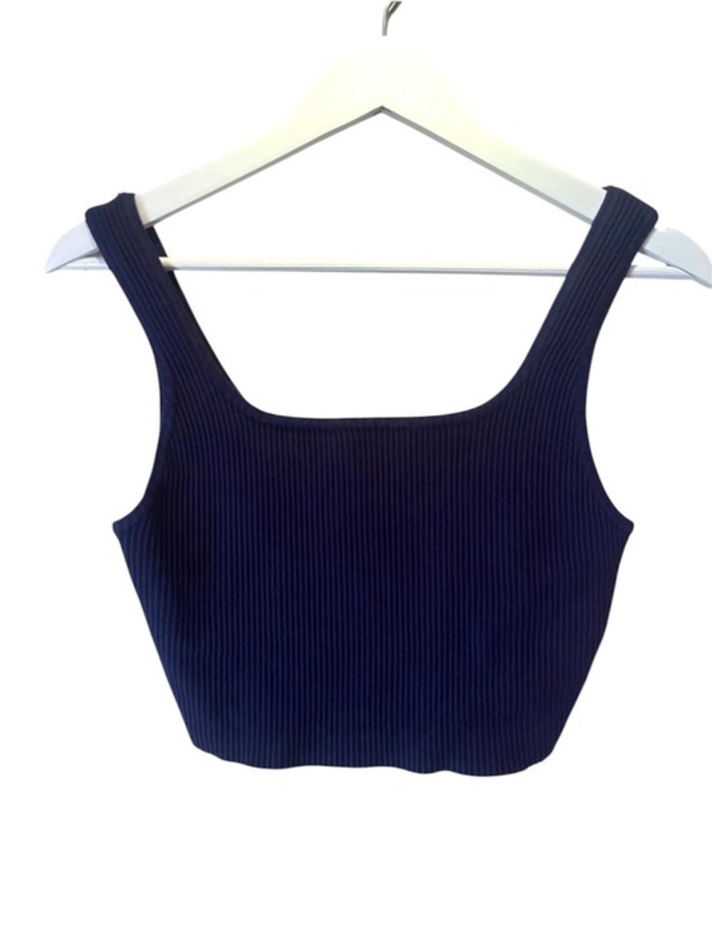 House of Harlow Women’s Navy Blue Sculpt Knit Ribbed Cropped Tank Size Medium